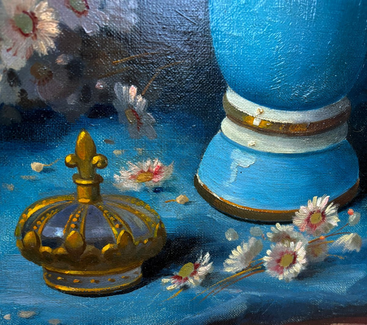 Georges Jessen (1892-1963) Grande natura Morta Vaso con Fiori di Giglio-photo-3