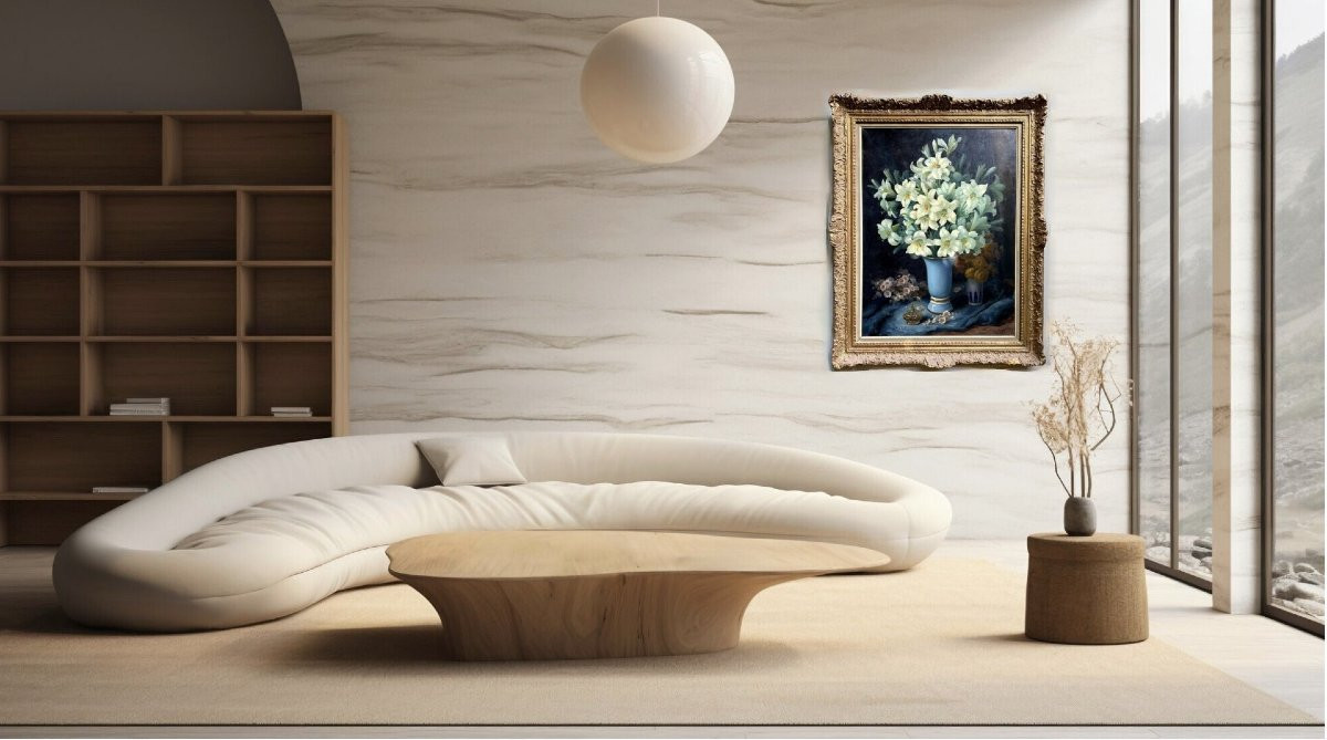 Georges Jessen (1892-1963) Grande natura Morta Vaso con Fiori di Giglio-photo-2