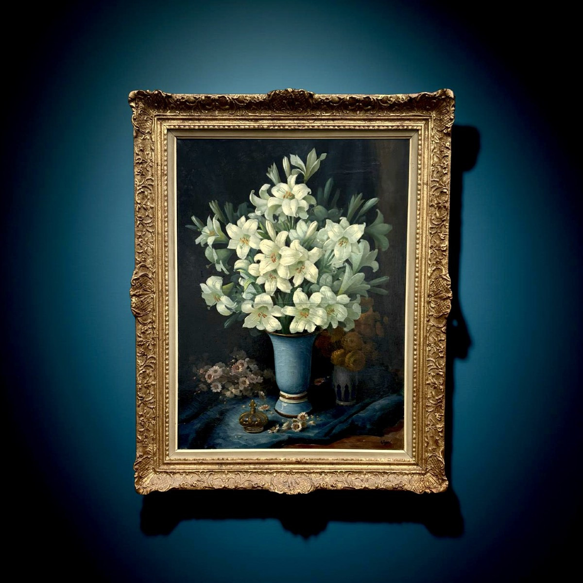 Georges Jessen (1892-1963) Grande natura Morta Vaso con Fiori di Giglio