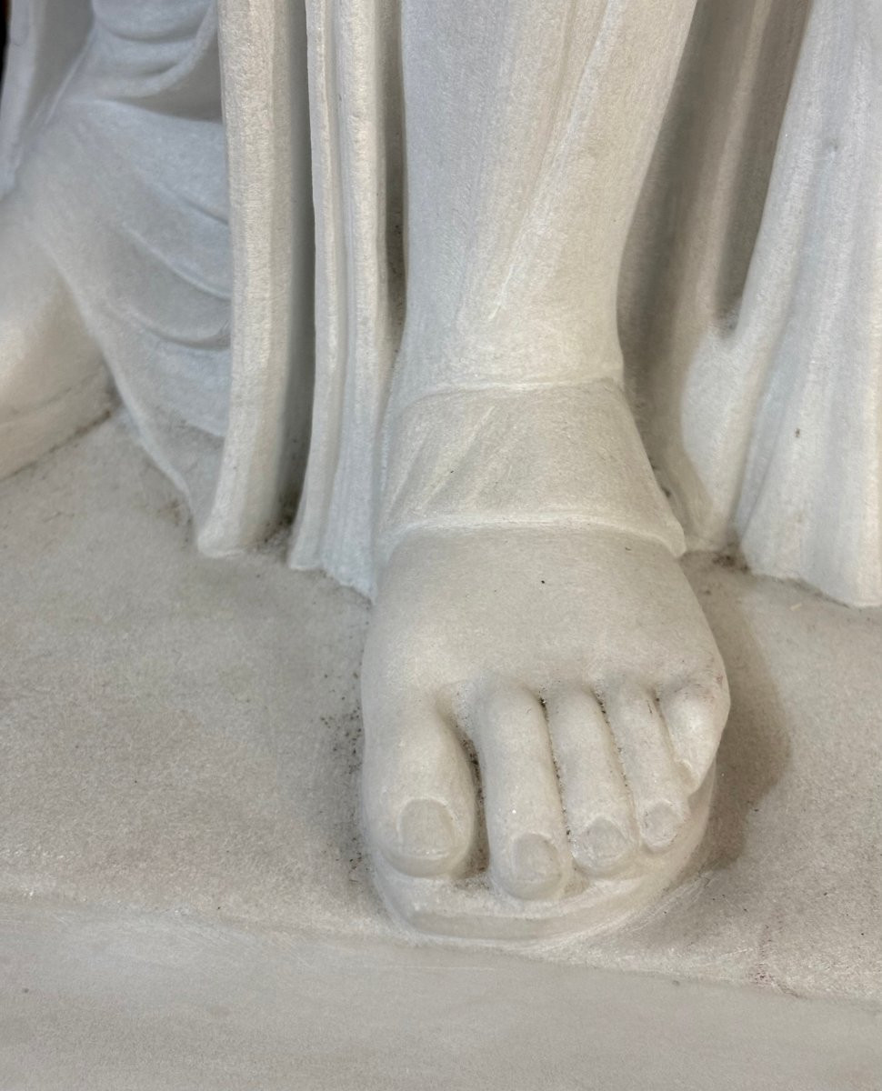 Imponente Scultura Neoclassica in Marmo Venere Genitrice XIX secolo-photo-3