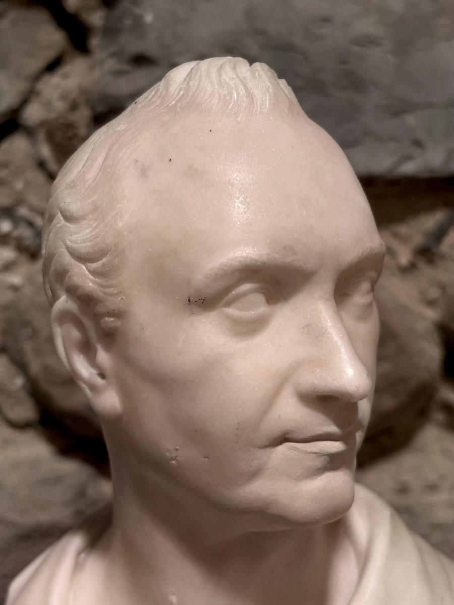 Busto in Marmo Neoclassico in Erma epoca Impero-photo-1