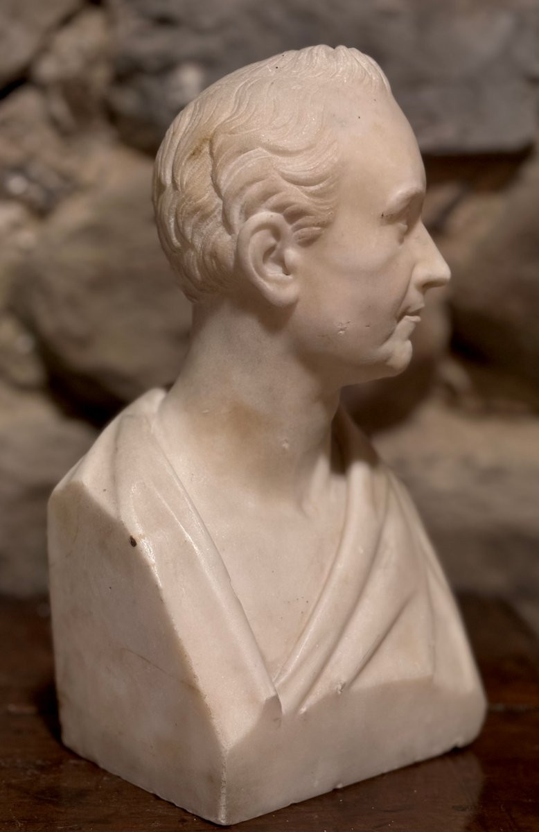 Busto in Marmo Neoclassico in Erma epoca Impero-photo-2