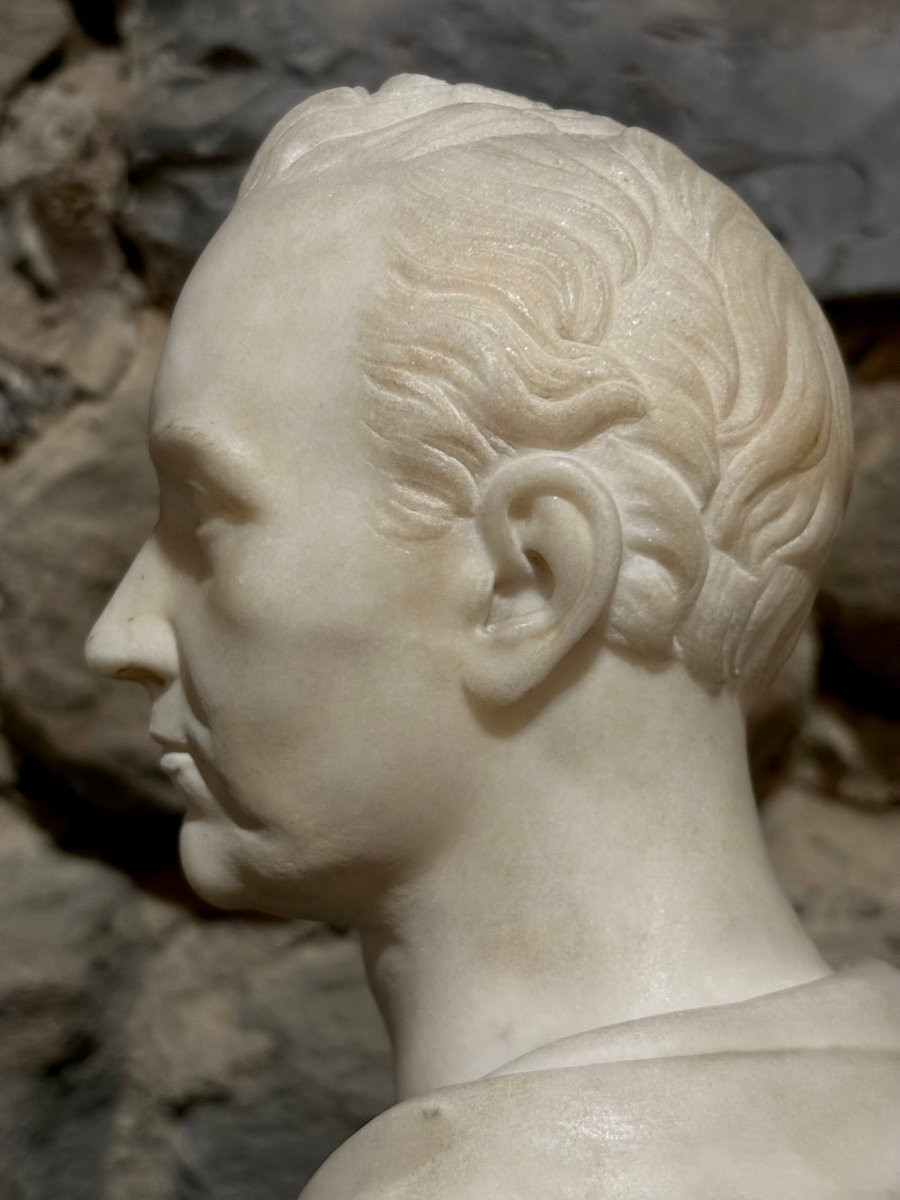 Busto in Marmo Neoclassico in Erma epoca Impero-photo-4