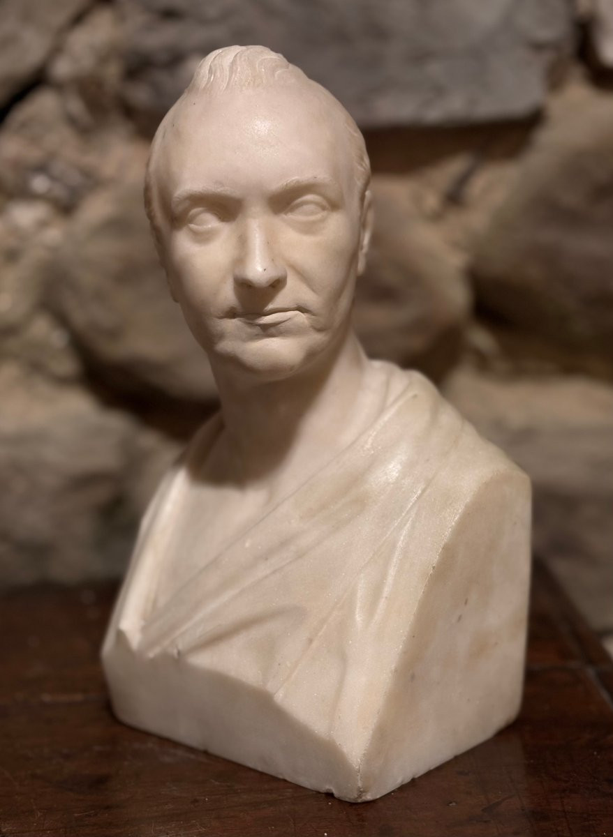 Busto in Marmo Neoclassico in Erma epoca Impero-photo-5