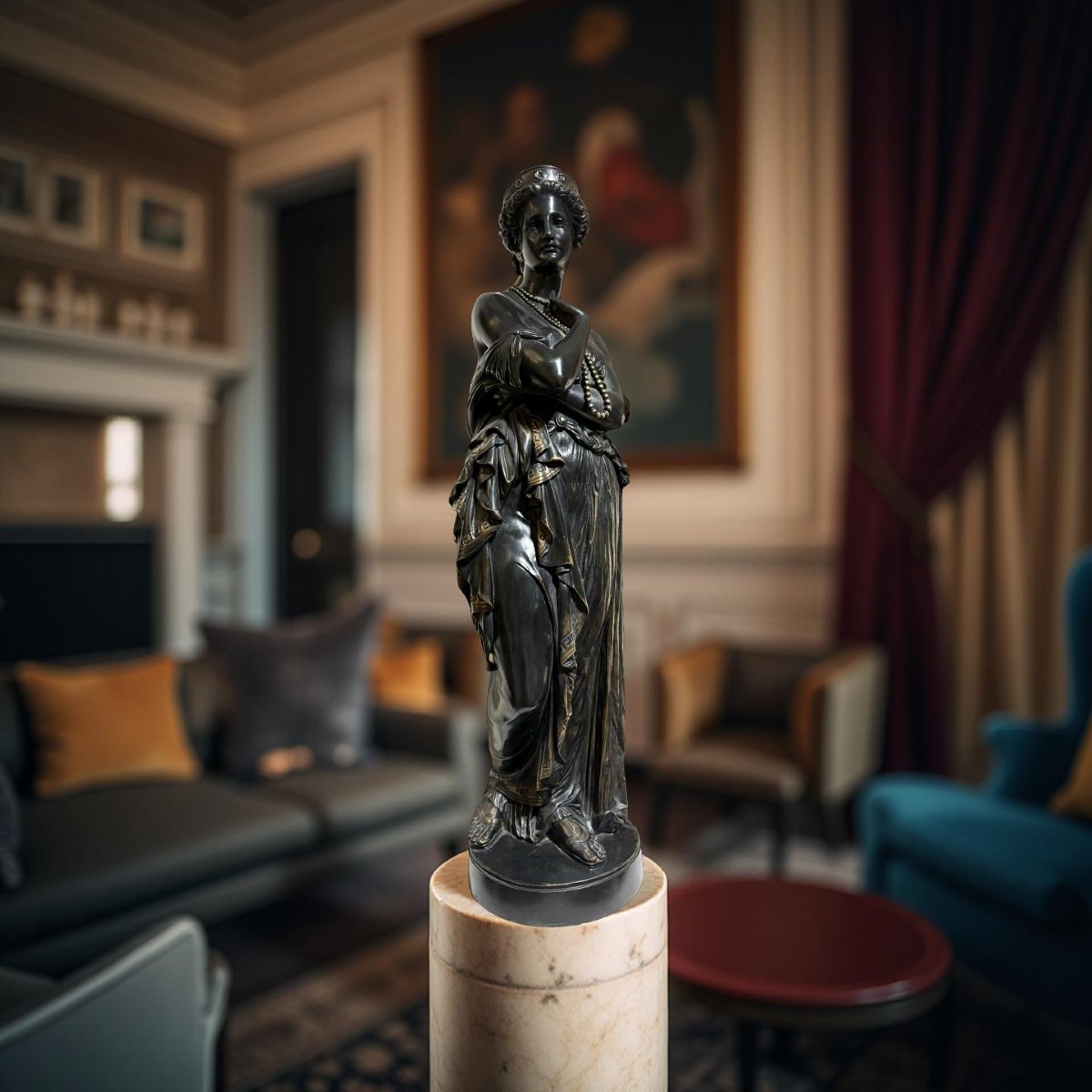 Grande Scultura in Bronzo "Elena" di Jean-Baptiste Clésinger - Barbedienne fonderia-photo-8