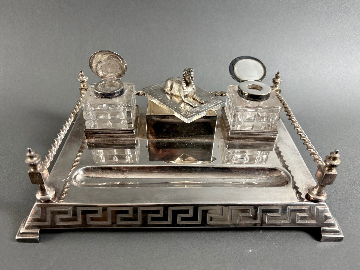 Calamaio Art Déco di gusto Neo-Egizio Inghilterra inizi XX secolo-photo-6