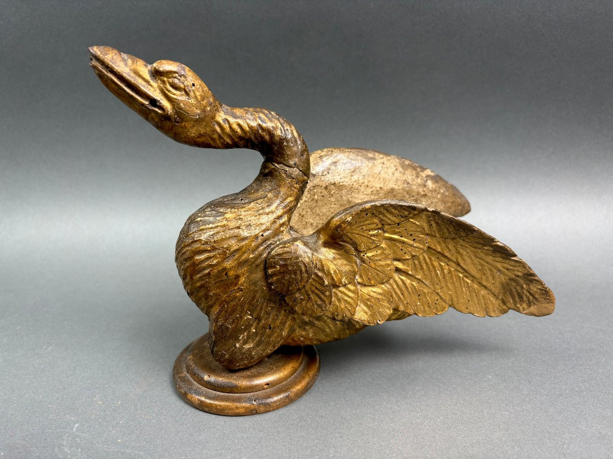 Coppia di Sculture Luigi XVI  Legno Dorato Cigni  Italia XVIII secolo -photo-1