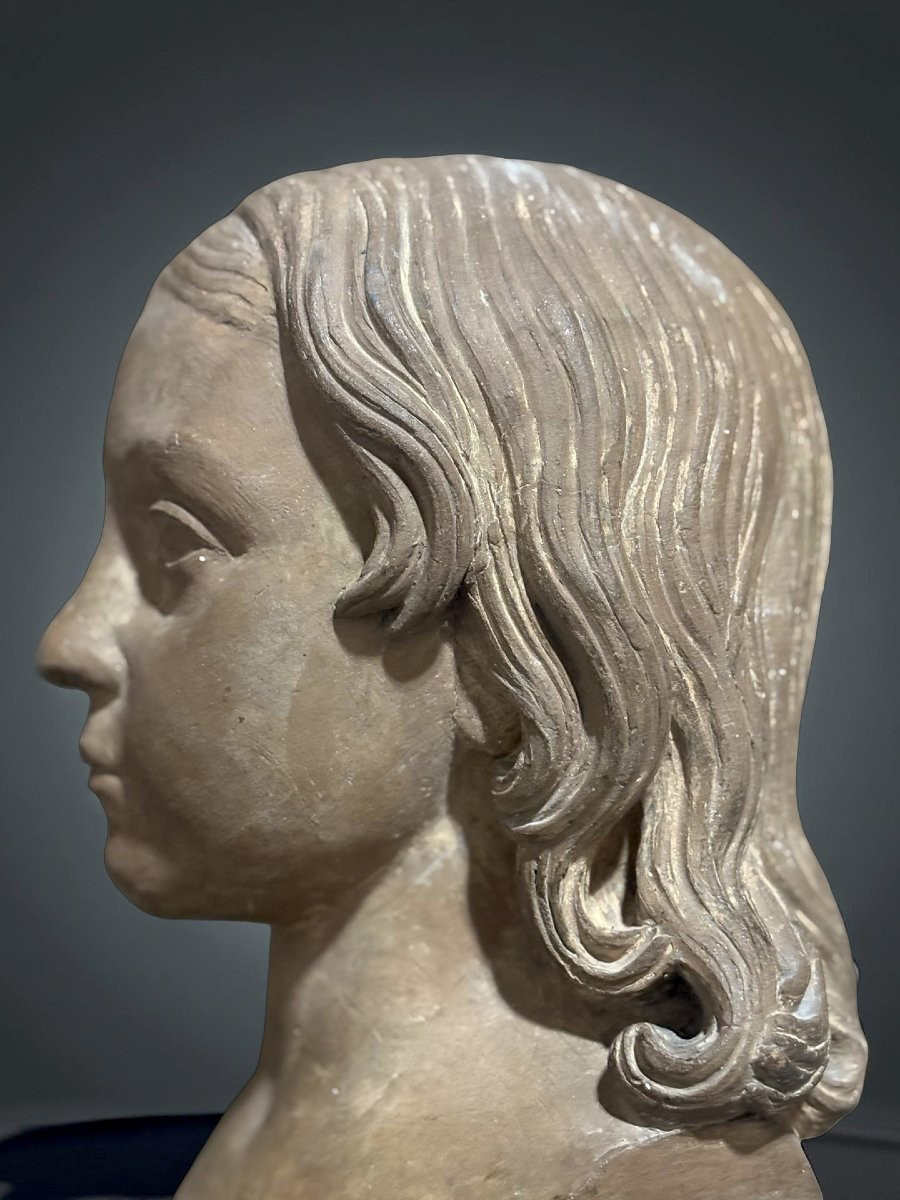 Busto Impero in Terracotta Ritratto di Bambina Virginie- Constance Lemercier-photo-4