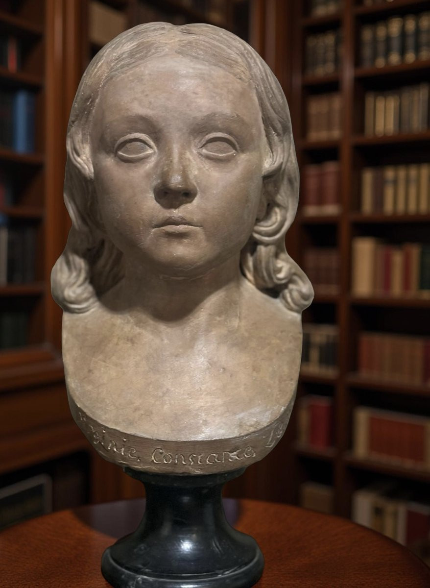 Busto Impero in Terracotta Ritratto di Bambina Virginie- Constance Lemercier-photo-5