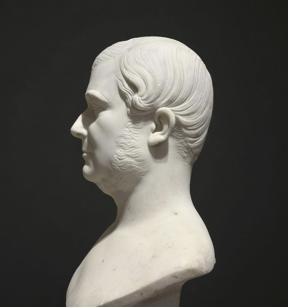 Francisque-Joseph Duret (1804-1865) Busto Virile in Marmo-photo-2