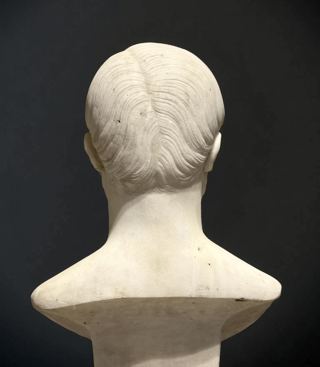 Francisque-Joseph Duret (1804-1865) Busto Virile in Marmo-photo-3