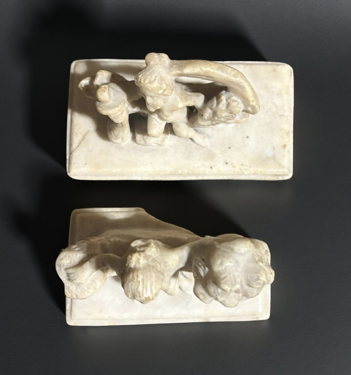 Coppia di Sculture in Alabastro di Mechelen, Allegorie, XVI secolo-photo-5