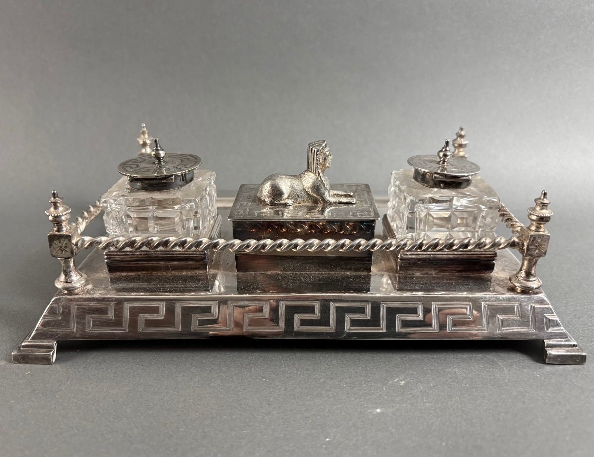 Calamaio Art Déco di gusto Neo-Egizio Inghilterra inizi XX secolo-photo-3