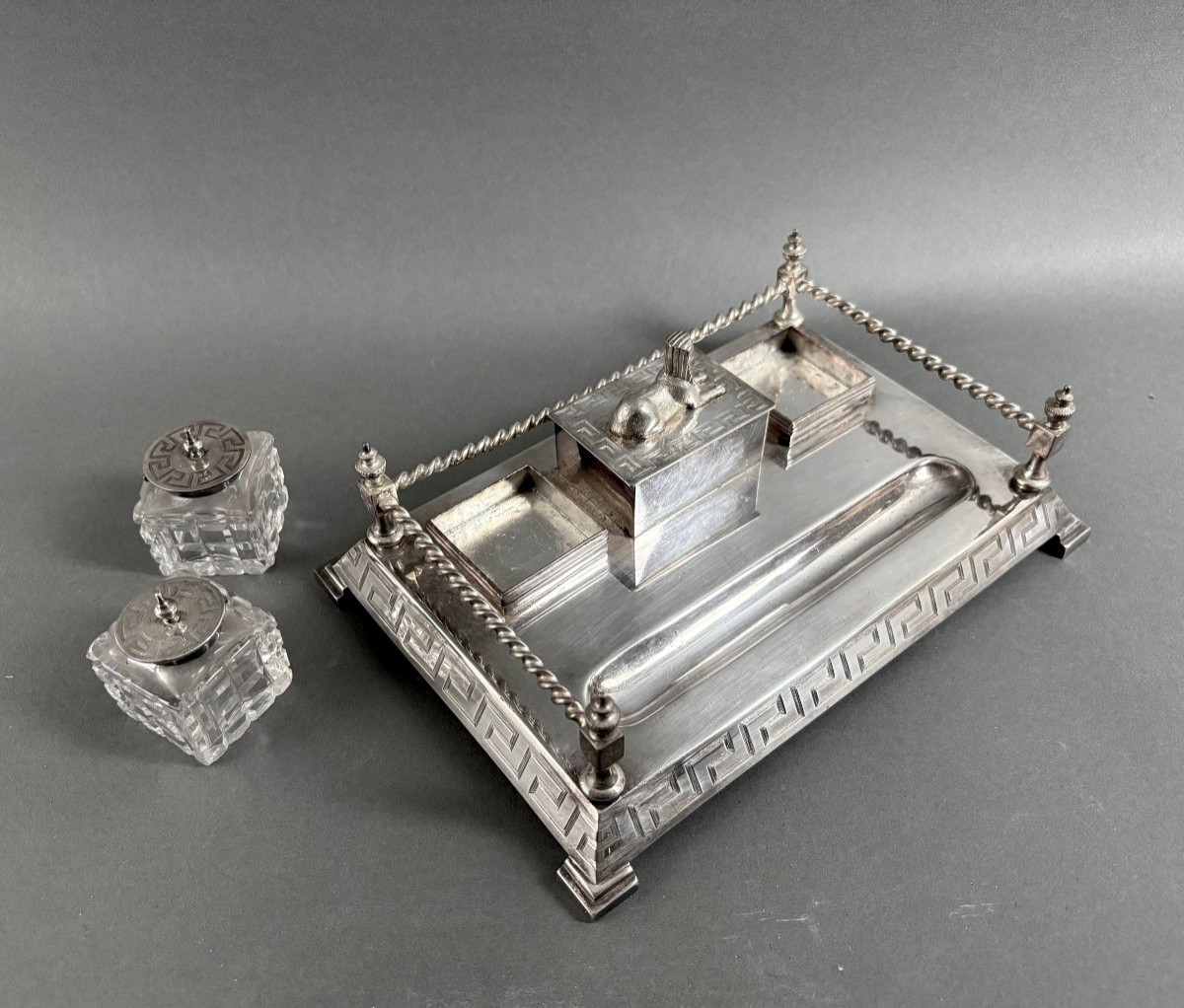 Calamaio Art Déco di gusto Neo-Egizio Inghilterra inizi XX secolo-photo-5