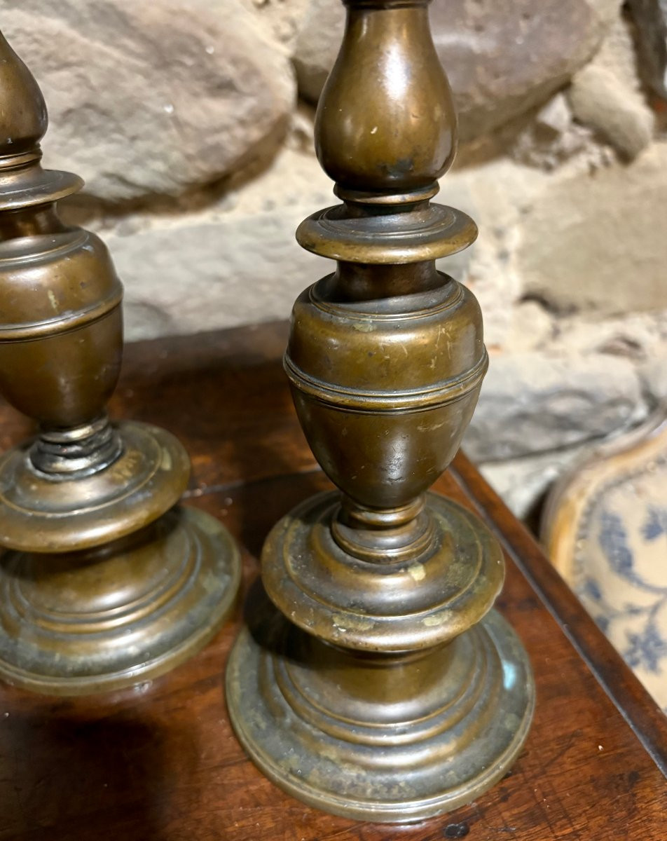 Coppia di Candelieri a Rocchetto in Bronzo Firenze XVII-photo-3