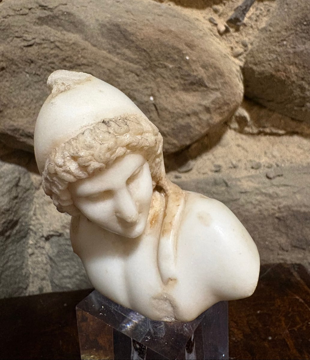 Piccolo Busto Manierista In Marmo di Attis XVI secolo-photo-3