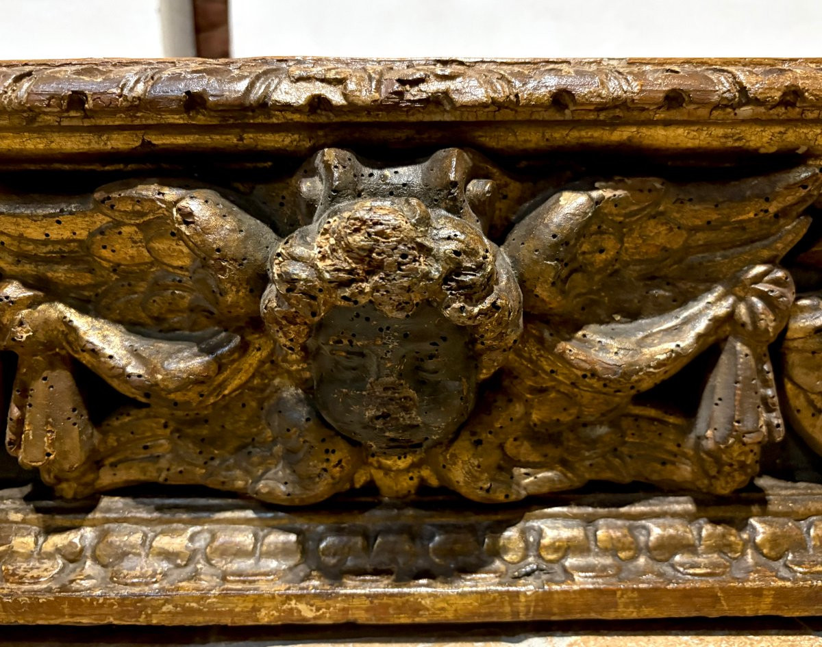 Imponente Predella Barocca in Legno Dorato XVII secolo-photo-3