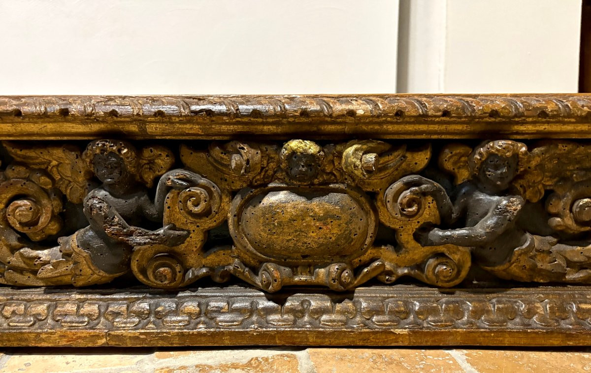 Imponente Predella Barocca in Legno Dorato XVII secolo-photo-4