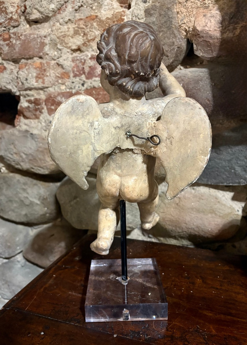 Putto Barocco in Terracotta Policroma Occhi in Vetro inizi XVIII-photo-4