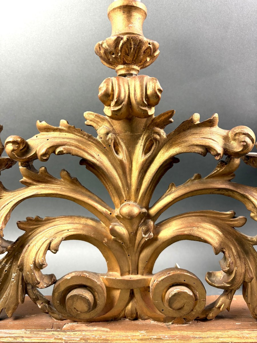 Coppia di Candelabri da Altare Legno Dorato  Luigi XV XVIII secolo-photo-2