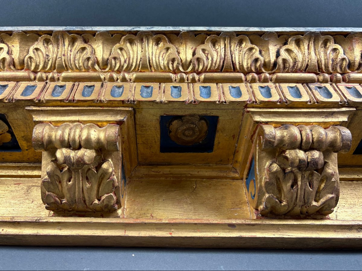 Grande Mensola in Legno Dorato Neorinascimentale XIX secolo-photo-3