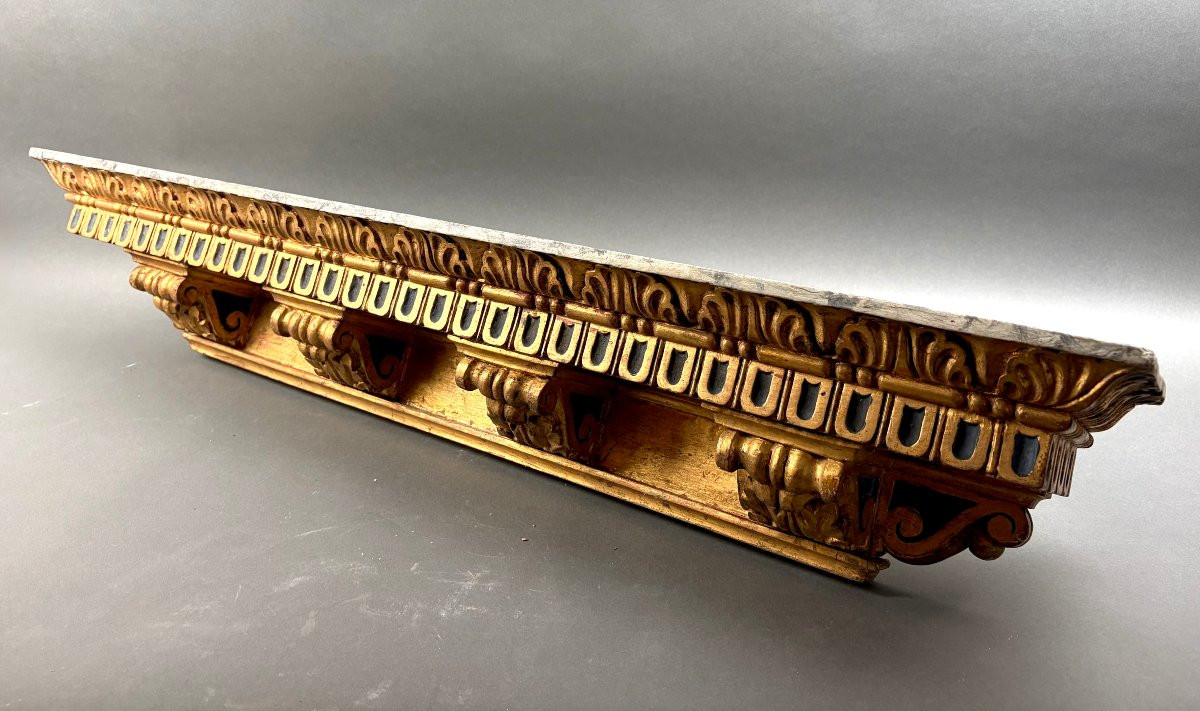 Grande Mensola in Legno Dorato Neorinascimentale XIX secolo-photo-4