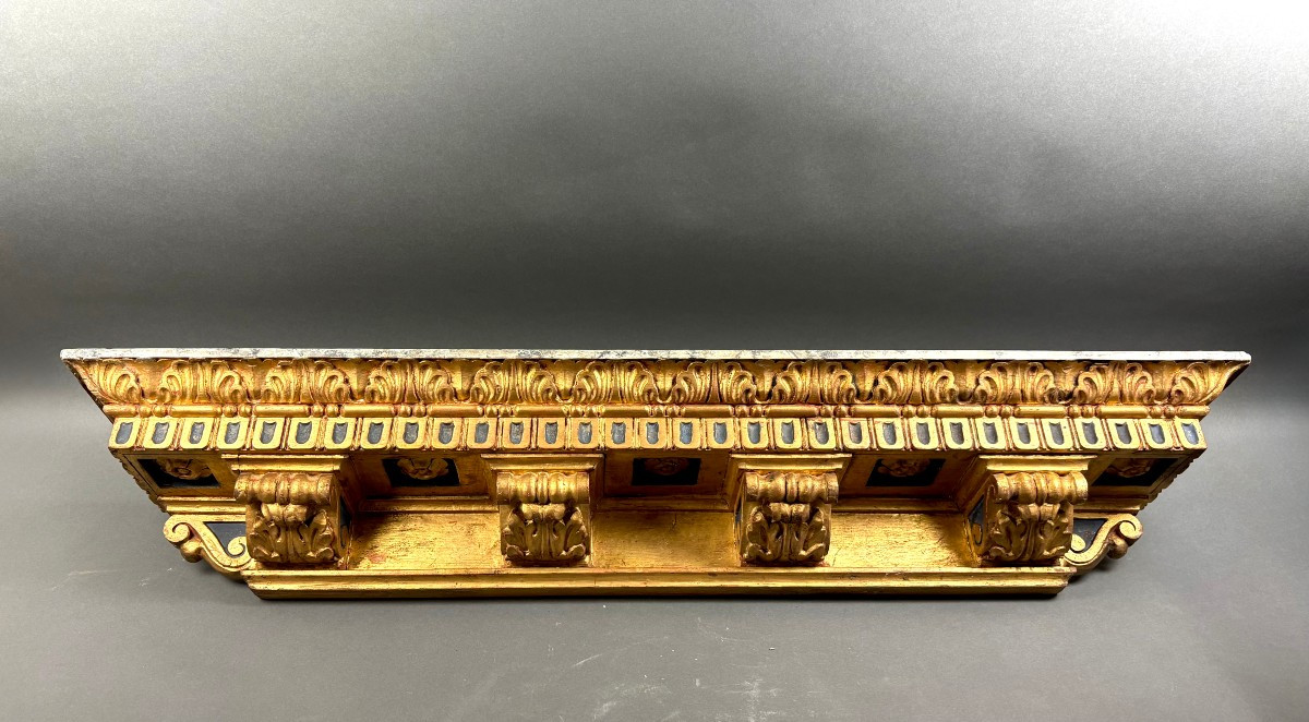 Grande Mensola in Legno Dorato Neorinascimentale XIX secolo