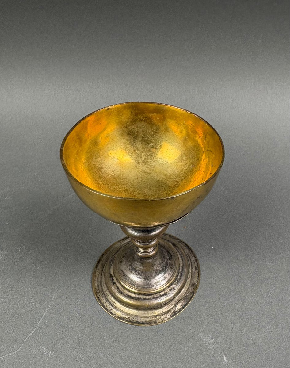 Calice da Viaggio in Rame Argentato e Dorato XVIII secolo-photo-3