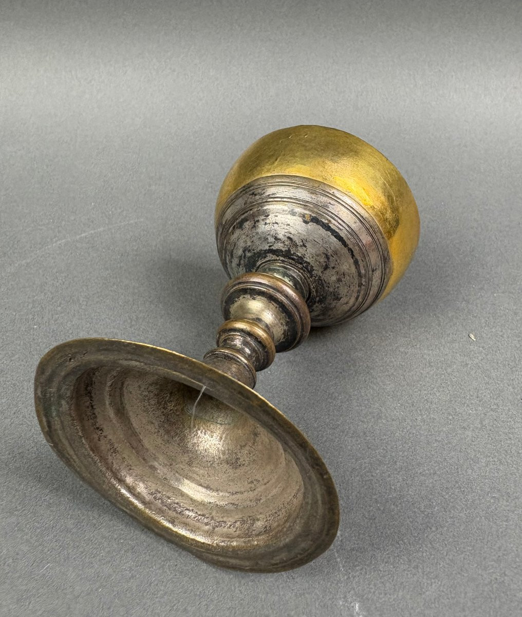 Calice da Viaggio in Rame Argentato e Dorato XVIII secolo-photo-1