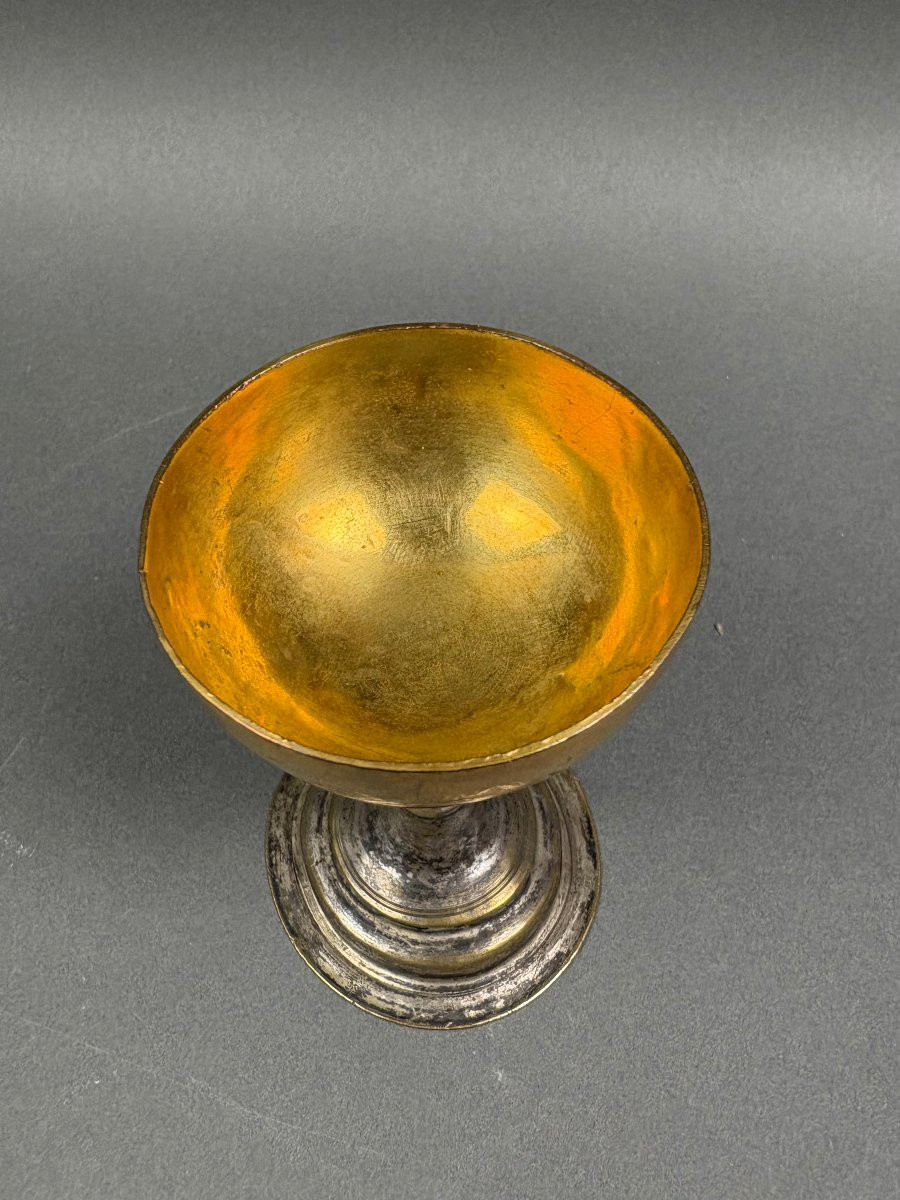 Calice da Viaggio in Rame Argentato e Dorato XVIII secolo-photo-2