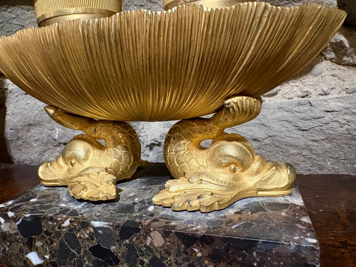 Calamaio Impero a Navicella Bronzo Dorato Ormolu inizi XIX secolo-photo-2