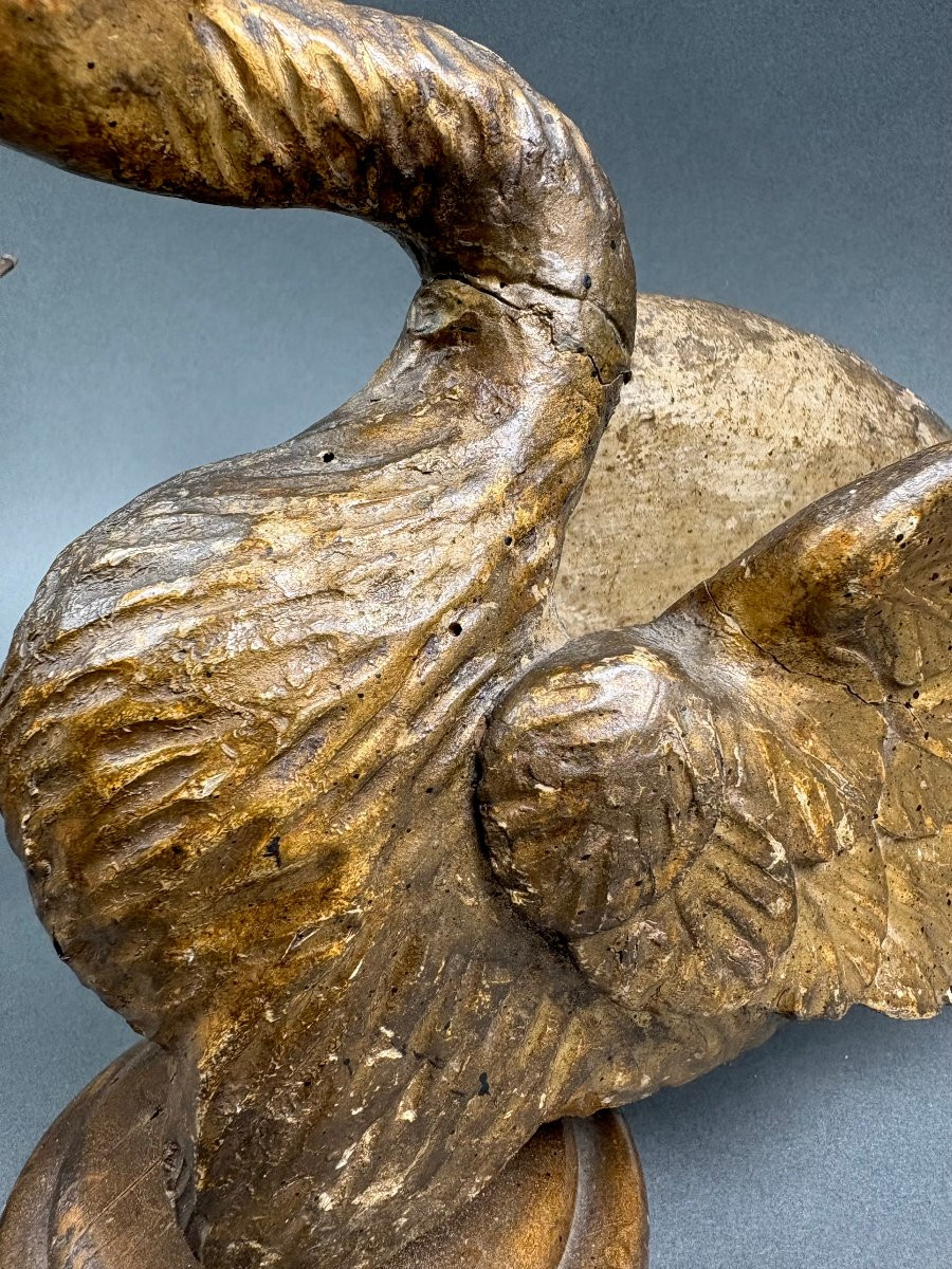 Coppia di Sculture Luigi XVI  Legno Dorato Cigni  Italia XVIII secolo -photo-7