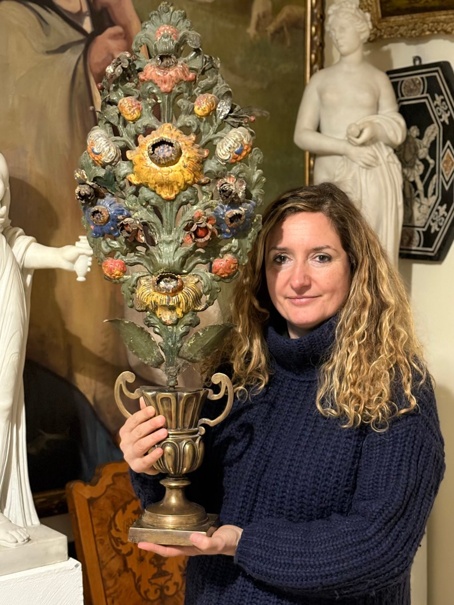 Imponente Coppia di Vasi d'Altare in Bronzo Luigi XIV Italia XVII secolo-photo-2