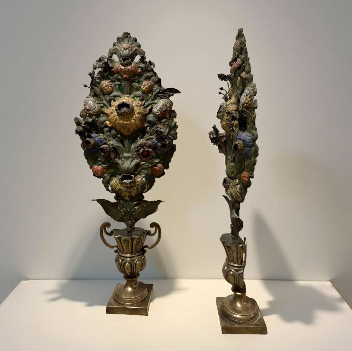 Imponente Coppia di Vasi d'Altare in Bronzo Luigi XIV Italia XVII secolo-photo-3