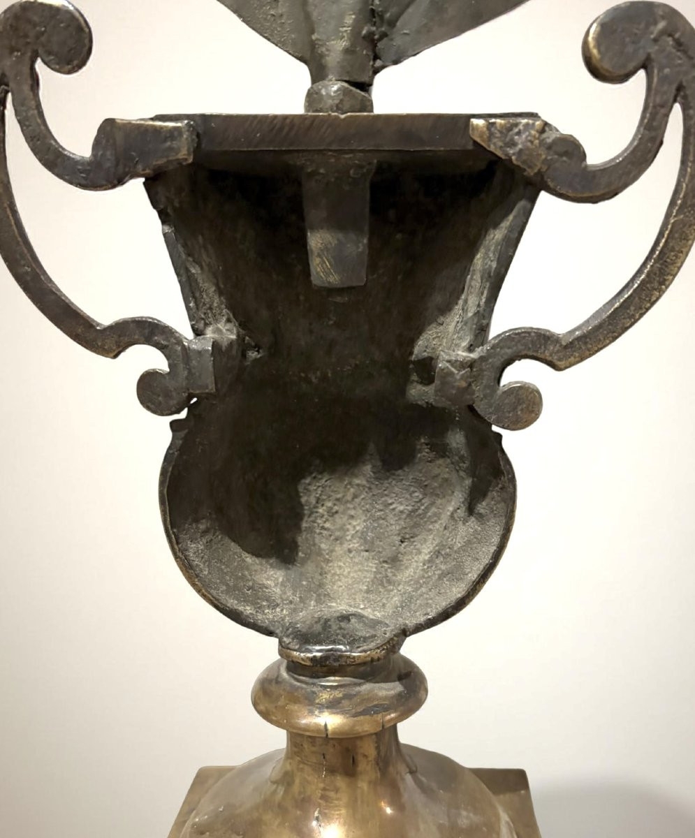 Imponente Coppia di Vasi d'Altare in Bronzo Luigi XIV Italia XVII secolo-photo-2