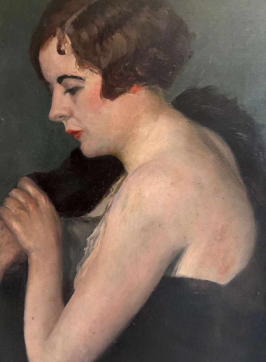 Ritratto di Elegante Art Deco Monogrammato EB e datato 1931-photo-2