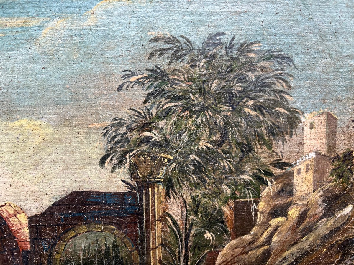 Tre Capricci Architettonici seguace di Gaetano Vetturali XVIII secolo-photo-2