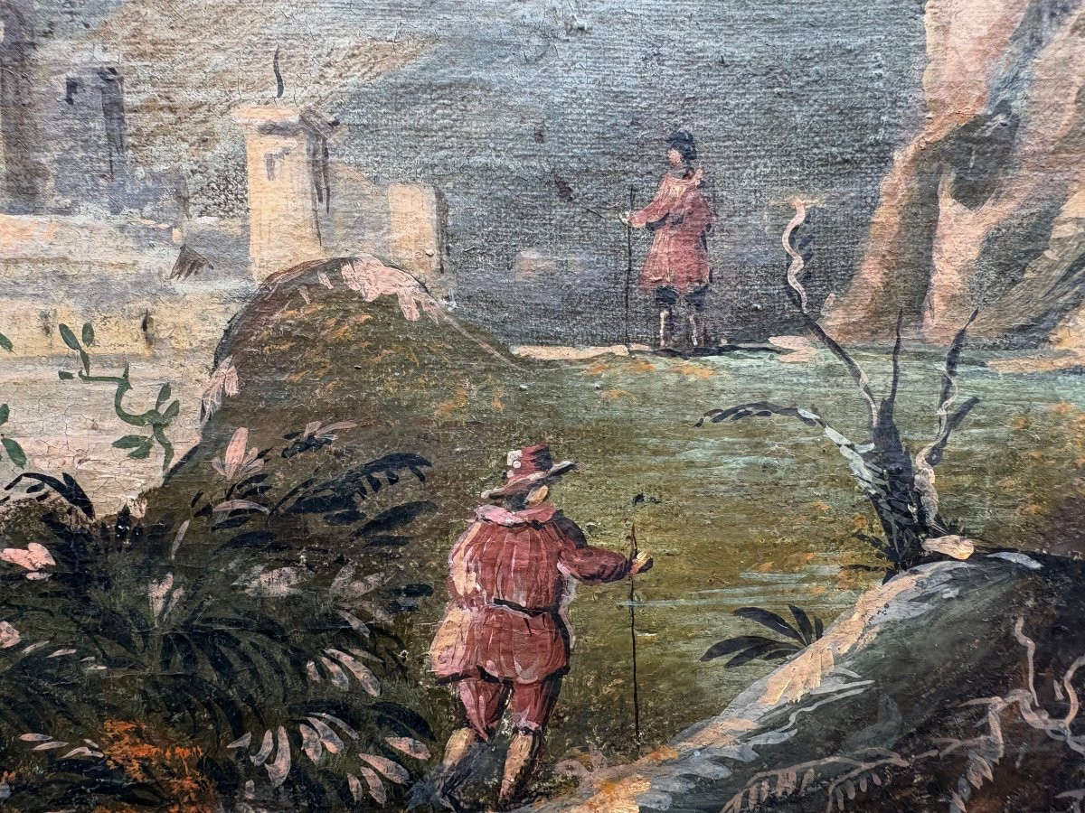 Tre Capricci Architettonici seguace di Gaetano Vetturali XVIII secolo-photo-4