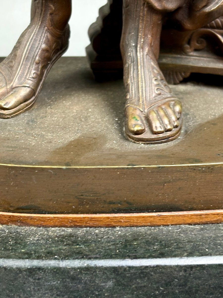 Etienne-Henri Dumaige (1830-1888) "Minerva" Scultura in Bronzo Firmata-photo-5