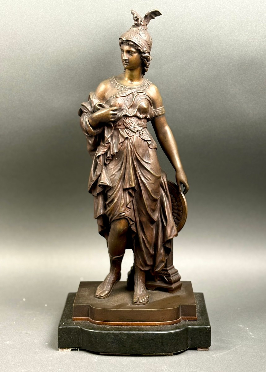 Etienne-Henri Dumaige (1830-1888) "Minerva" Scultura in Bronzo Firmata