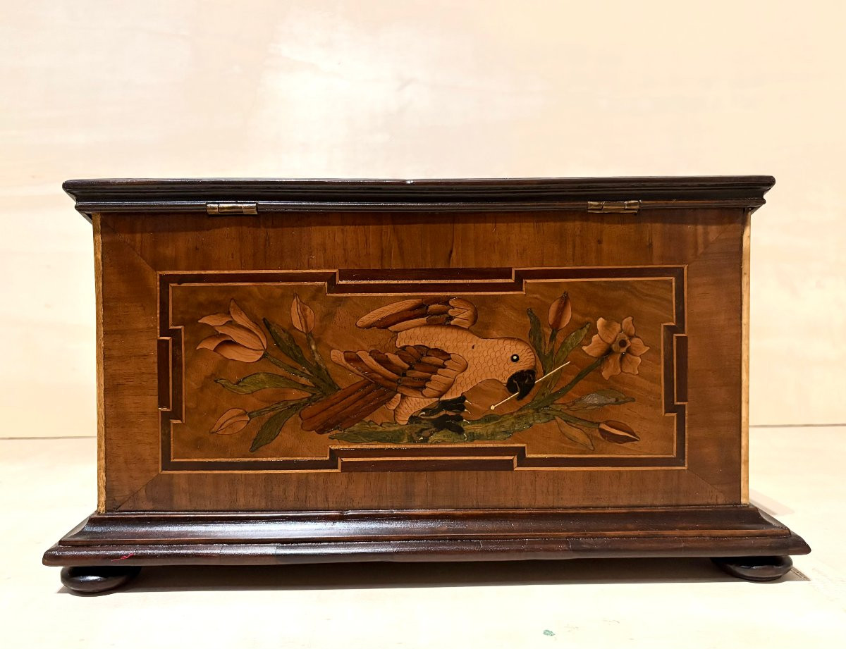 Cofanetto a Segreti in Marqueterie di epoca Luigi XIV inizi XVIII-photo-3