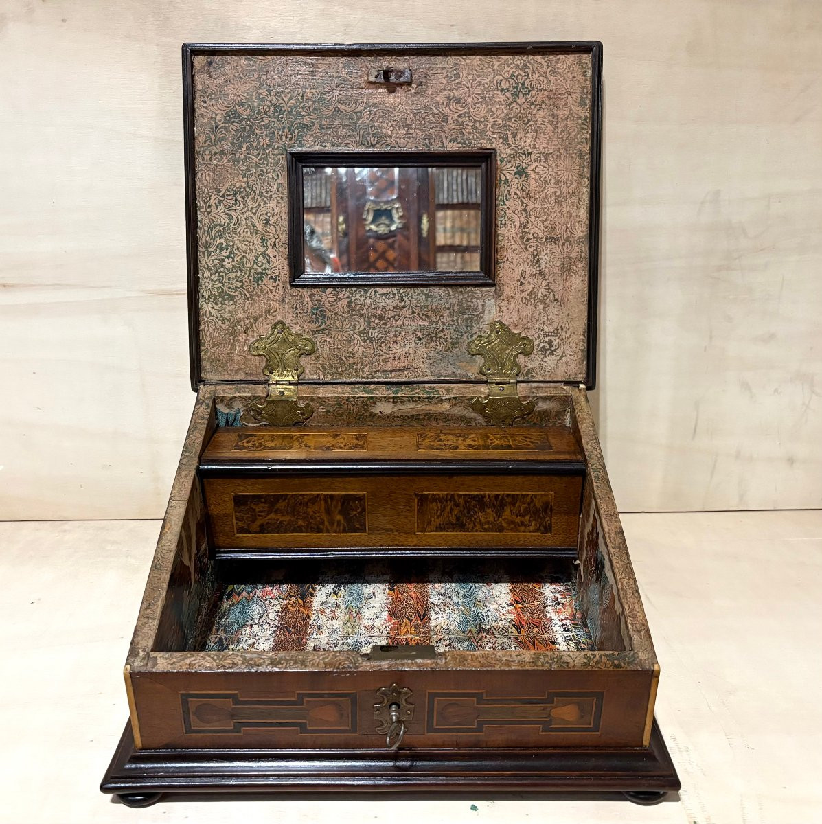 Cofanetto a Segreti in Marqueterie di epoca Luigi XIV inizi XVIII-photo-3