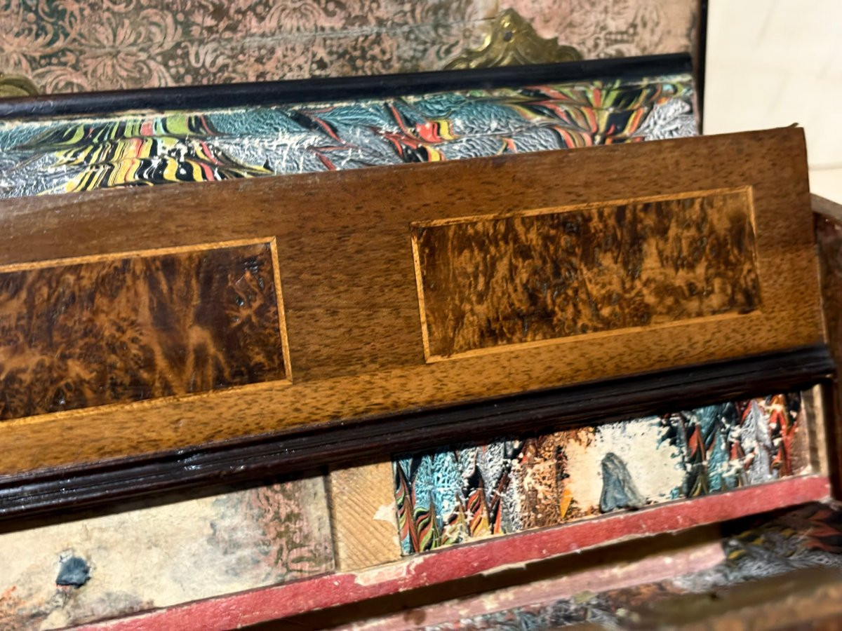 Cofanetto a Segreti in Marqueterie di epoca Luigi XIV inizi XVIII-photo-6