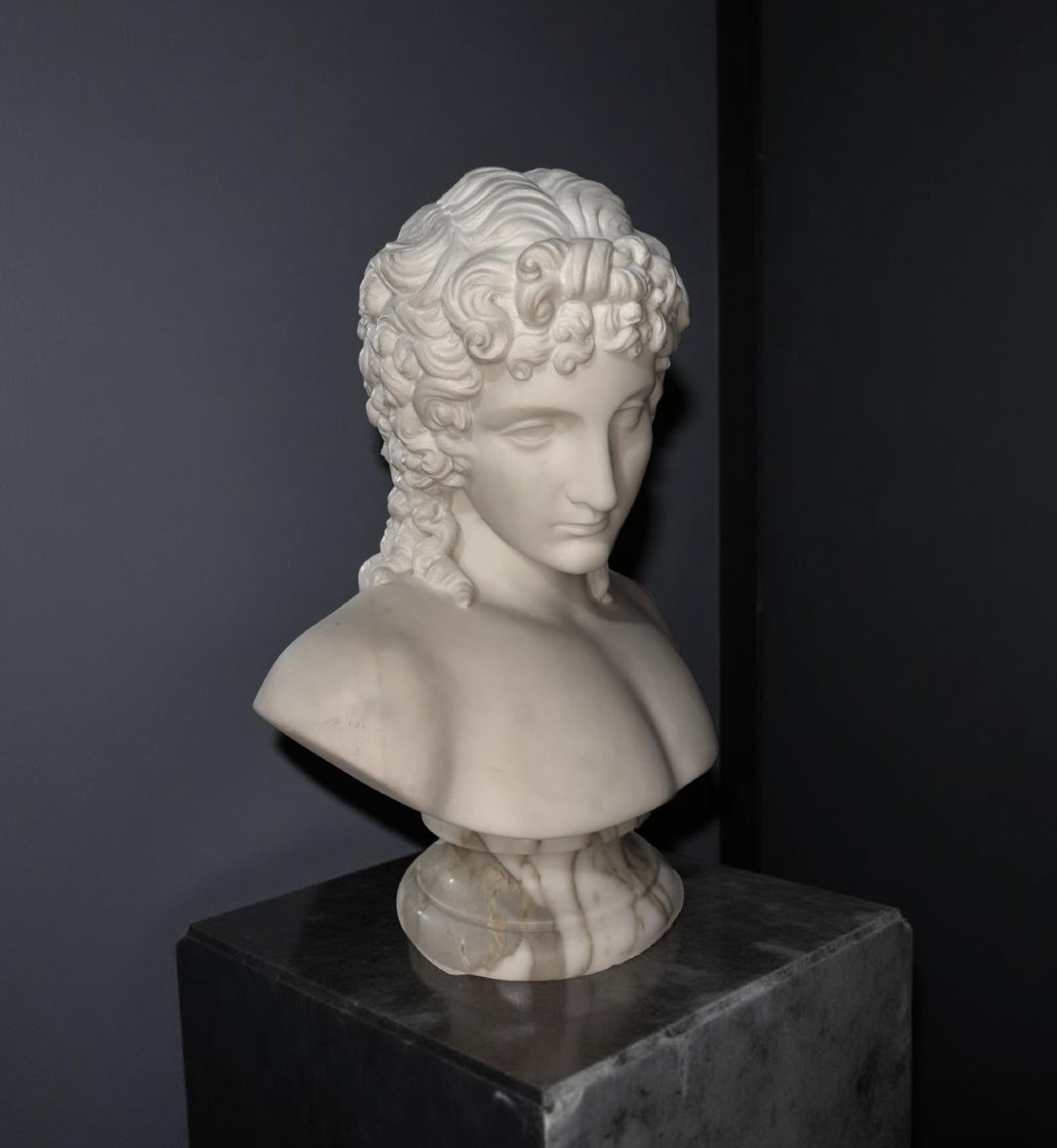 Grande Busto in Marmo dell'Eros di Centocelle Bottega Romana XIX secolo-photo-3