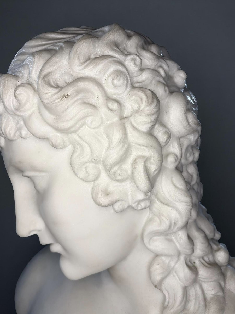 Grande Busto in Marmo dell'Eros di Centocelle Bottega Romana XIX secolo-photo-3