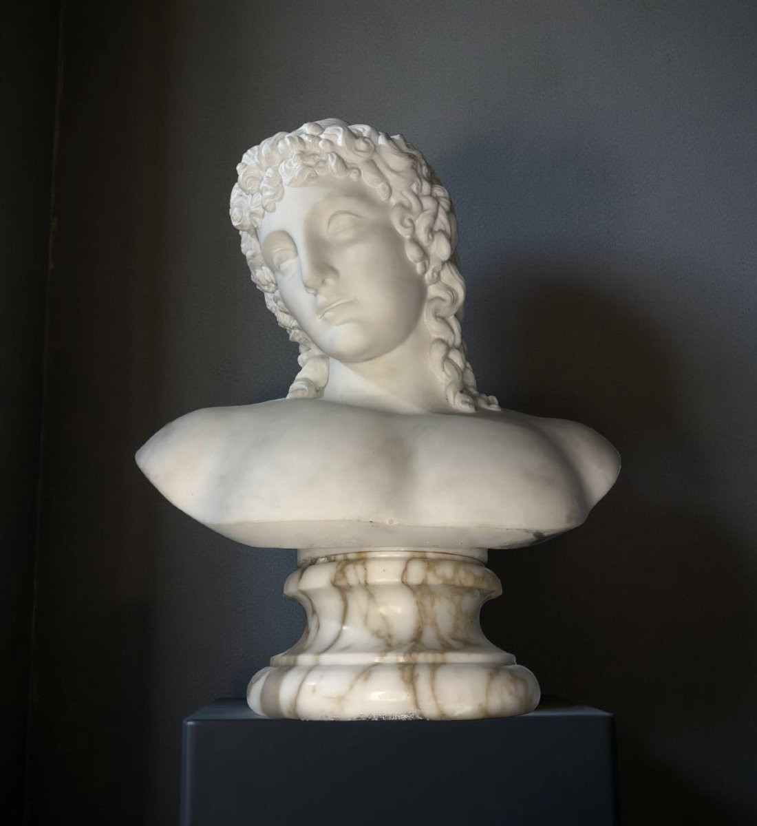 Grande Busto in Marmo dell'Eros di Centocelle Bottega Romana XIX secolo-photo-5