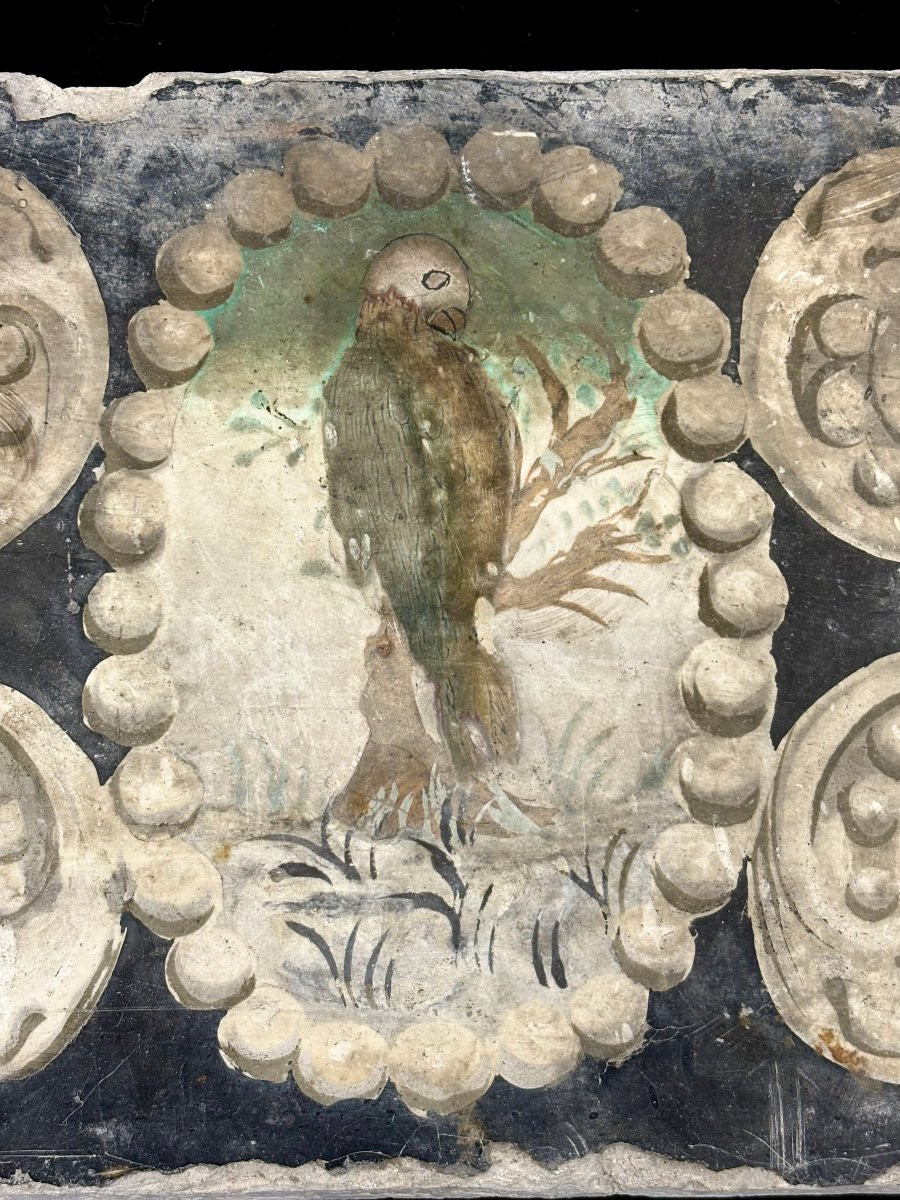 Pannello di Scagliola con Stemma Frammento Italia XVII secolo-photo-2