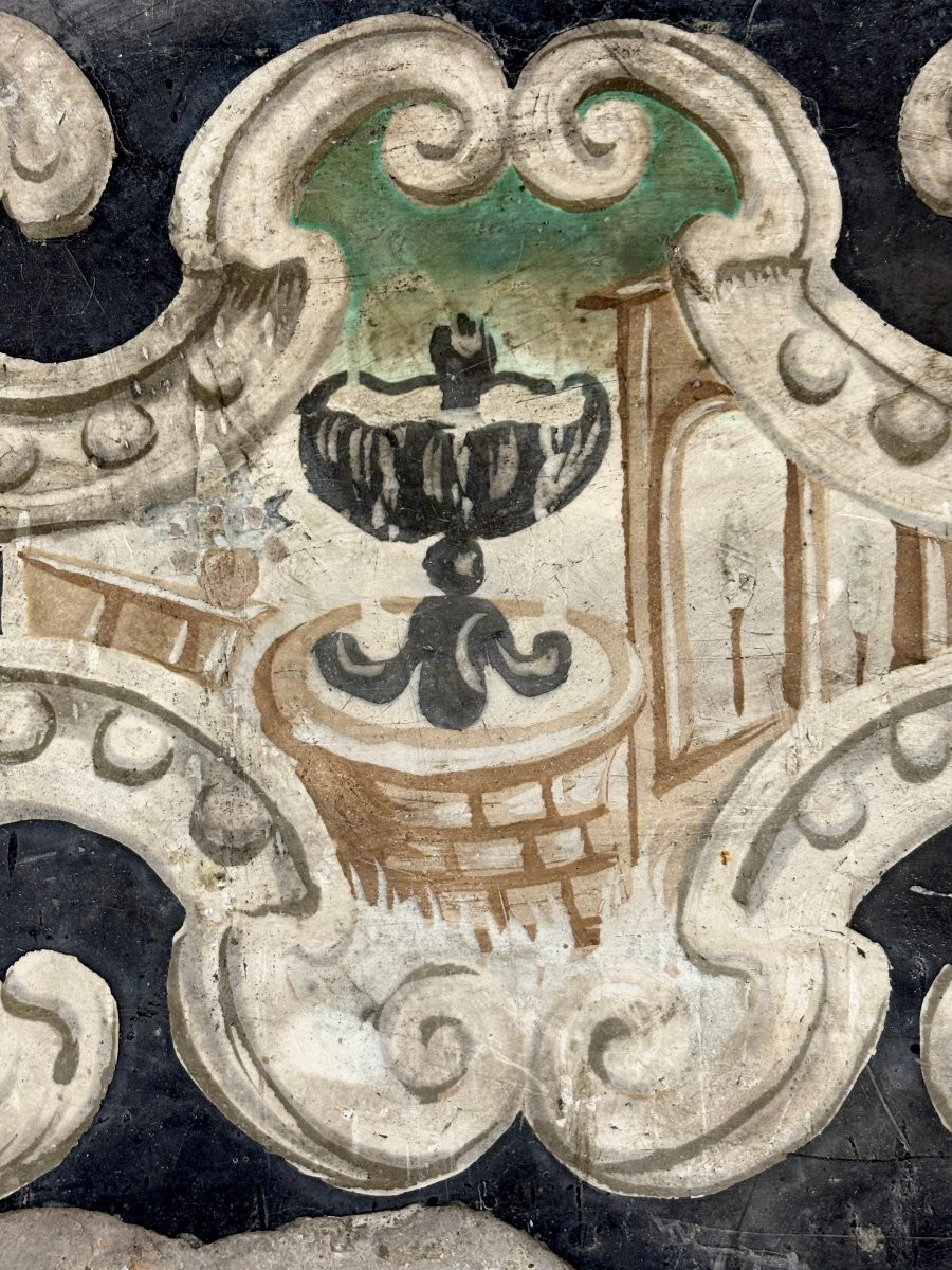 Pannello di Scagliola con Stemma Frammento Italia XVII secolo-photo-3