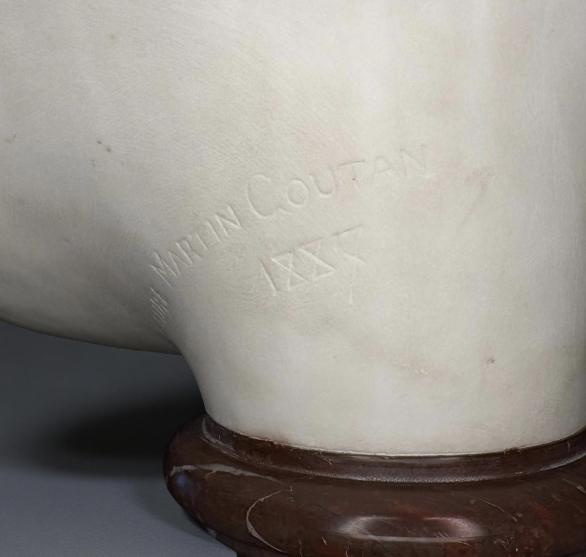 Laure MARTIN-COUTAN (1855-1915) Busto di Donna in Marmo datato 1887-photo-5