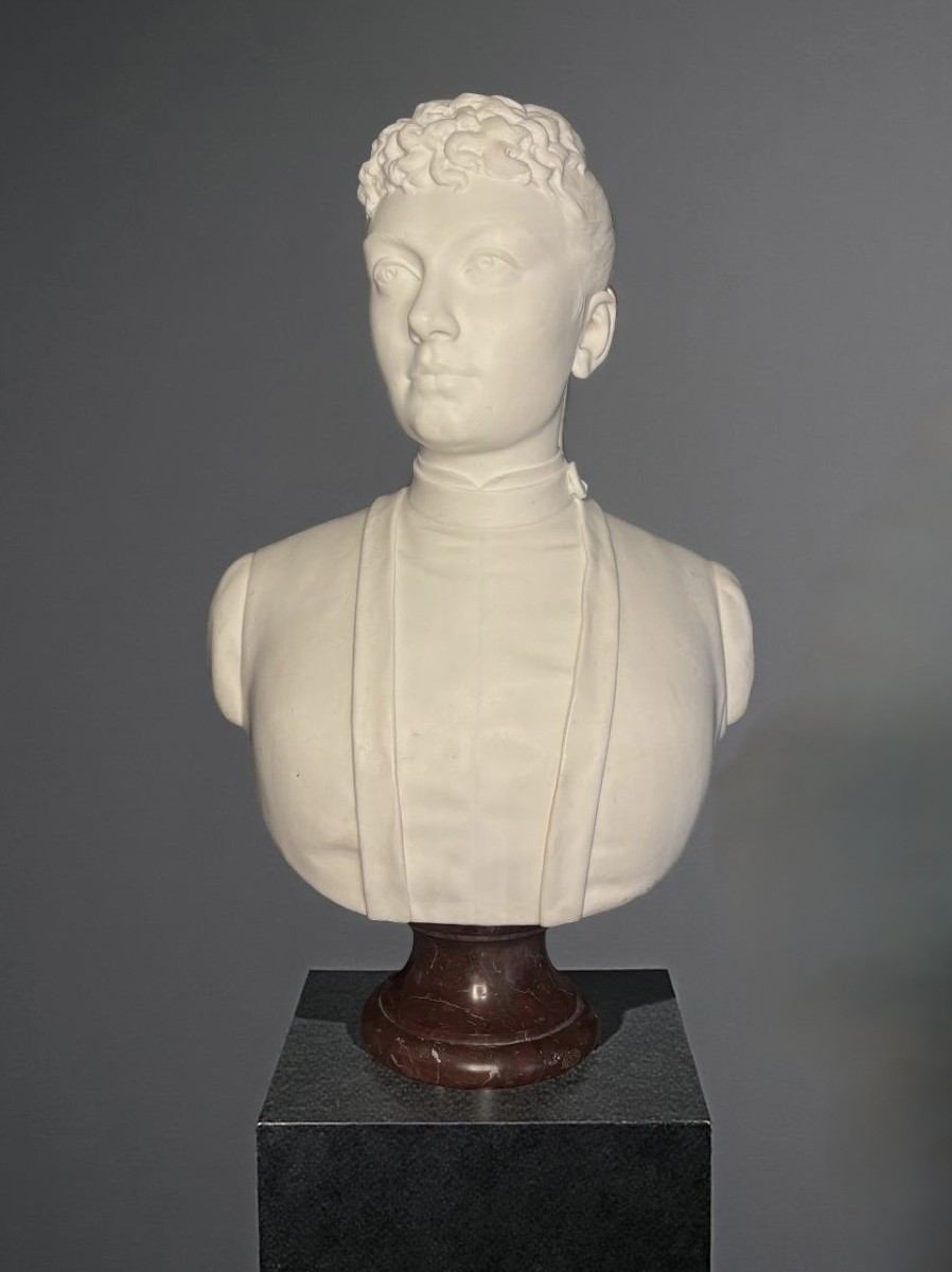 Laure MARTIN-COUTAN (1855-1915) Busto di Donna in Marmo datato 1887